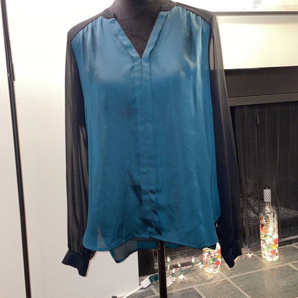 Kenneth Cole: Green and Black Blouse